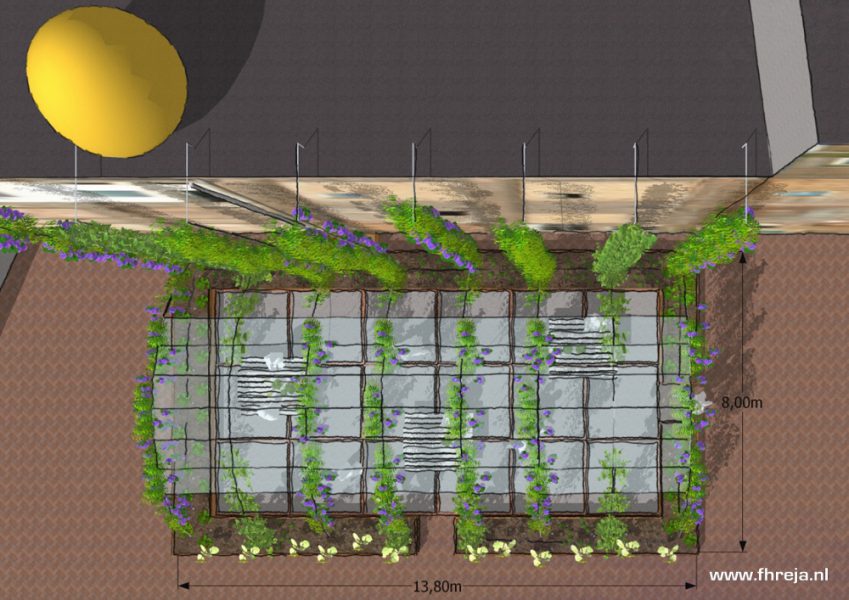Fabriekstuin Honigcomplex - Nijmegen - Fhreja - 3D - tuinontwerp - bloemen - terras - moestuin - openbare ruimte - sociaal